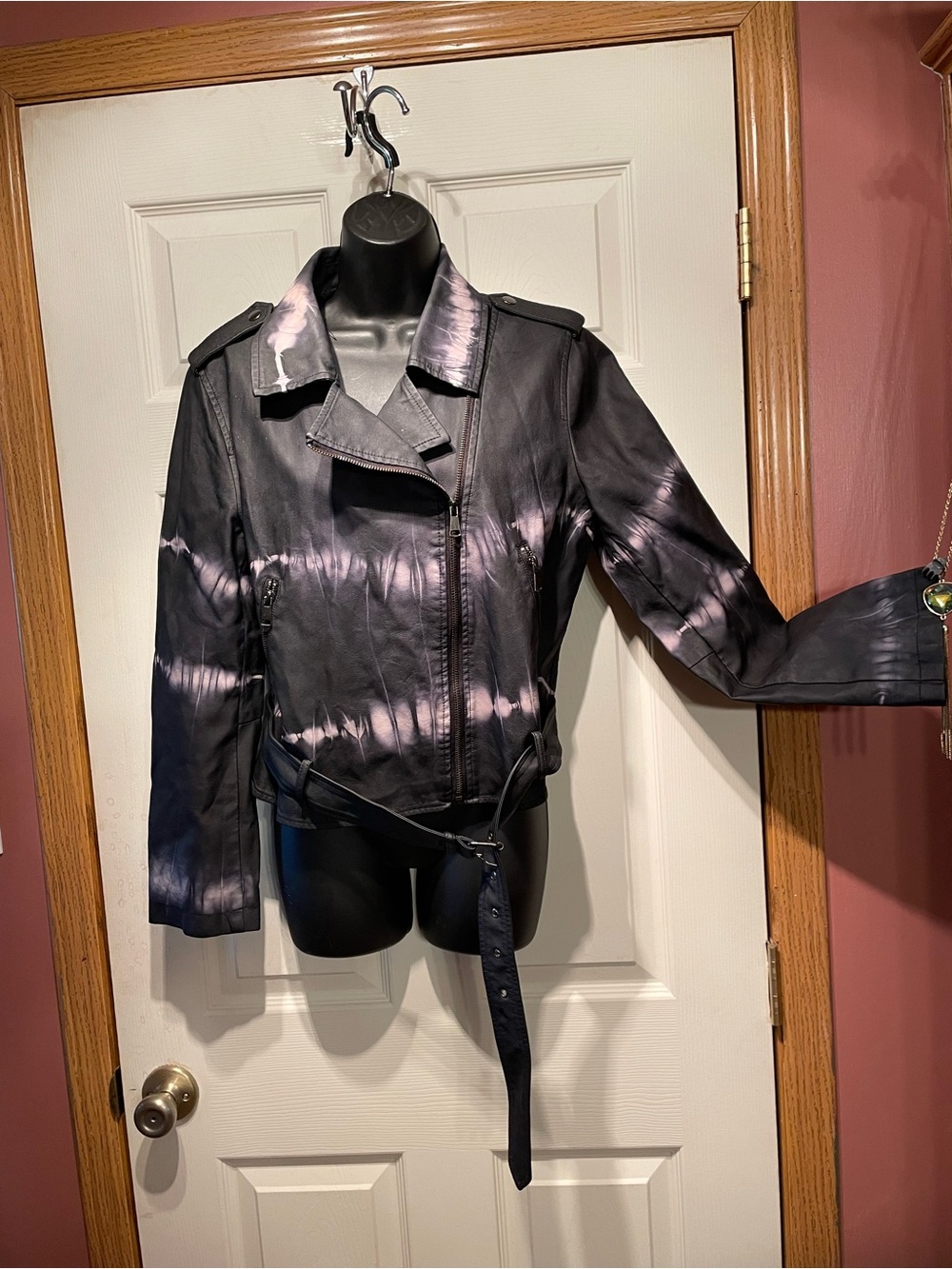 Tie-Dye Black Moto Jacket